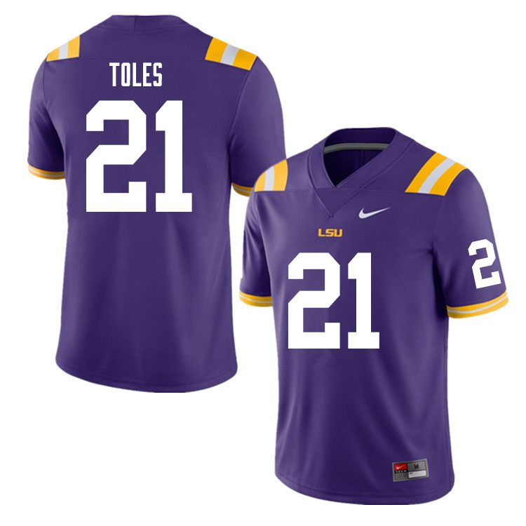 Men #21 Jordan Toles LSU Tigers College Football Jerseys Sale-Purple